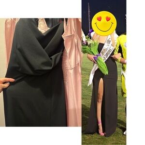 Black floor length ruched bodice gown. Size small. Worn once. Great condition.